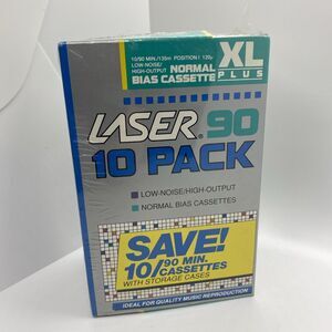 Laser XL Plus 90 Minute Cassette Tapes 10-Pack BRAND NEW Old Stock, SEALED!